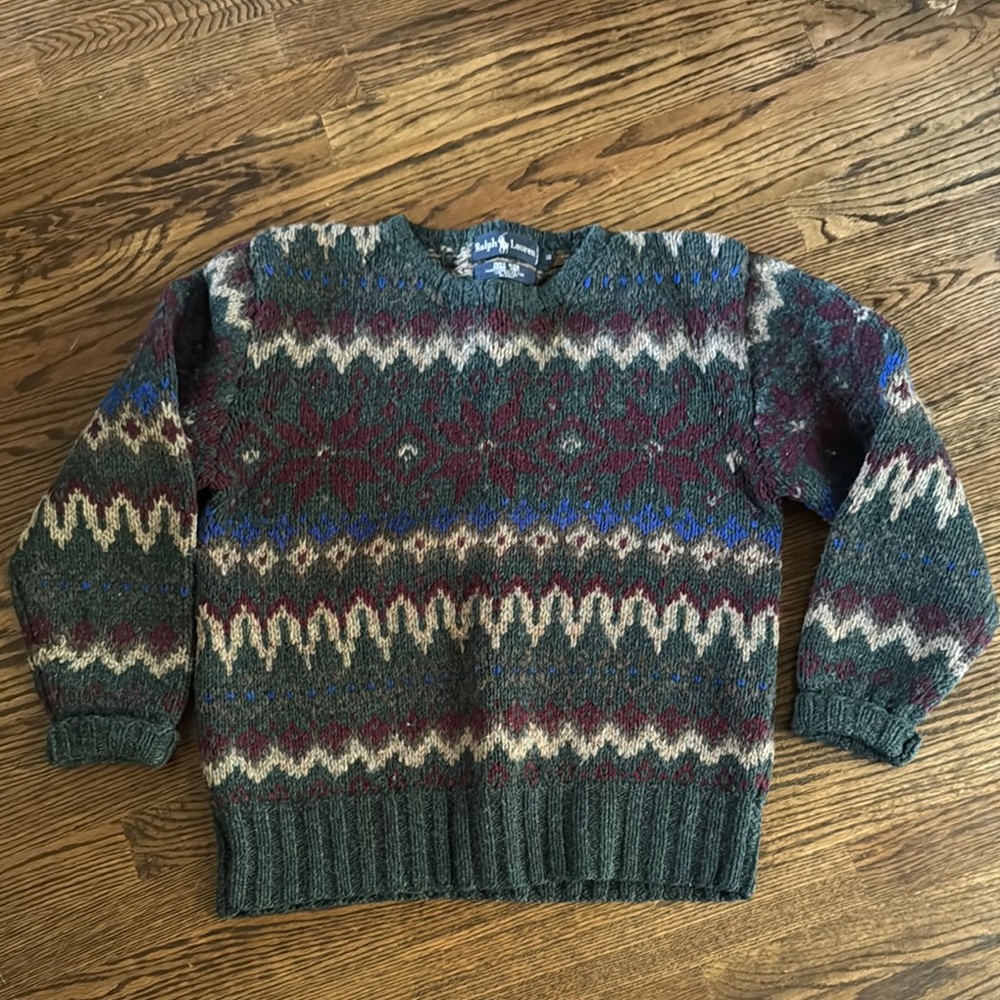 Ralph Lauren 100% Wool Multicolor Patterned Sweater